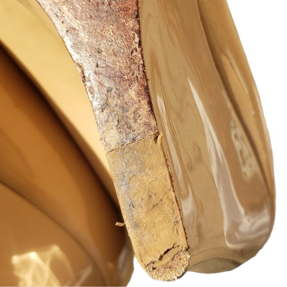 Jimmy Choo Nude Patent Leather Wedge with Open Toe sz 6 - Picture 6 of 7